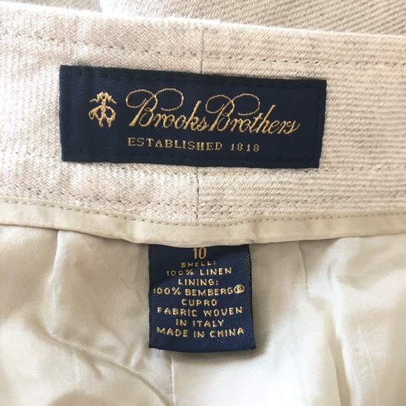Brooks Brothers tan linen Bermuda shorts - Picture 7 of 8